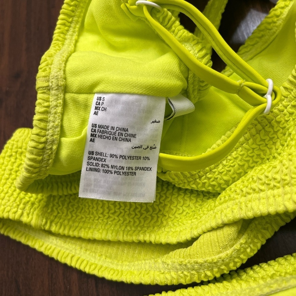 Bar III Cut Out One Piece Swimsuit Size S Chartreuse Lime Green Neon Monokini - Picture 12 of 16